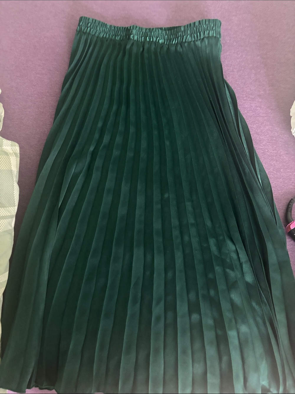 Pleated Midi Skirt — Forest Green